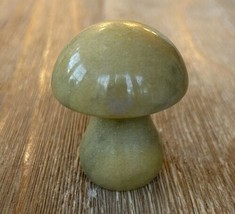 Italian MCM Mushroom Sage Green Alabaster Marble Stone Paperweight Vintage 60&#39;s - £85.77 GBP