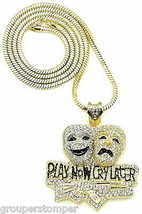 Play Now Cry Later New Rhinestone Pendant Necklace with 36 Inch Chain - £34.89 GBP