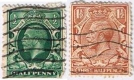 Stamp Great Britain 1912 1/2p &amp; 1 1/2p King George V VG H - $0.67