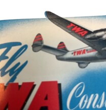 Vintage 1949 Fly TWA Trans World Airline Constellation 6" Baggage Sticker A image 4