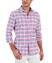 Club Room Men&#39;s Malia Classic-Fit Plaid Button-Down Tech Shirt Pink Comb... - $19.99