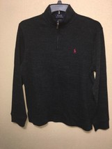 RALPH LAUREN POLO ESTATE RIB 1/4 ZIP LONG SLEEVE SHIRT BLACK HTR SZ M NEW - £65.29 GBP