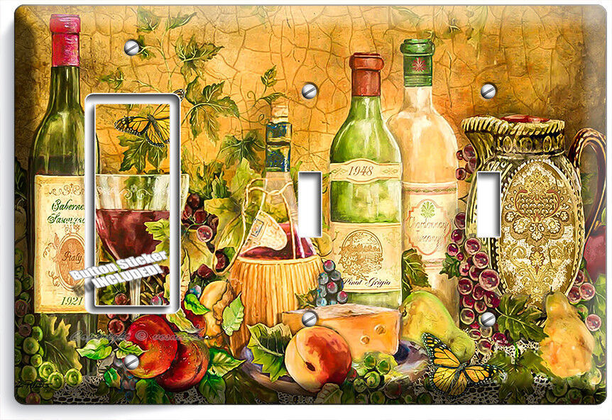 RUSTIC TUSCAN KITCHEN WINE BOTTLE WINE GLASS LIGHT SWITCH OUTLET ART WALL PLATES Item image 6