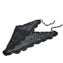 Summer Festival Black Crochet Beach Bandana Cotton Hair Scarf of Kerchief - £11.29 GBP