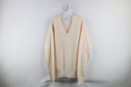 Vintage 90s Christian Dior Mens Size XL Spell Out Knit V-Neck Sweater Cream USA - £59.11 GBP