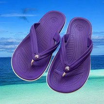 Crocs Crocband Flip Flops Sandal Slip On Thong Comfort Women 9 Men 7 Purple - $20.55