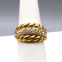 Vintage Men&#39;s Low Profile Statement Ring in Gold Tone with Clear Crystal... - $29.03