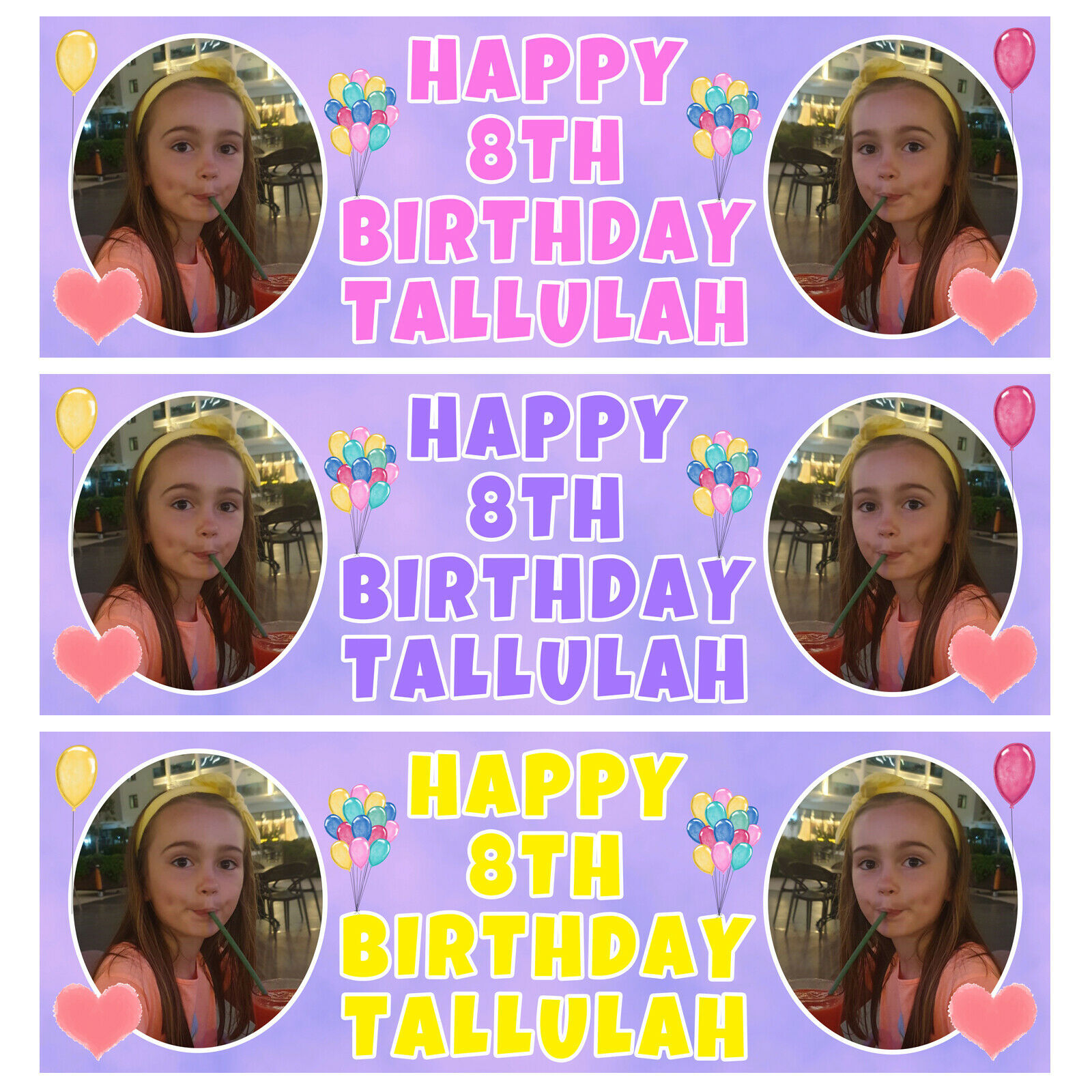 PERSONALISED ADD A PHOTO GIRLS LADIES BIRTHDAY PARTY NAME BANNERS DECORA... - $4.84