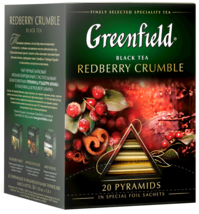 Greenfield Redberry Crumble Black Tea 20 Pyramids Made in Russia - $6.99