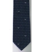 Giorgio Armani Collezioni Silk Neck Tie Dark Blue Silver Dots Armani Logo - $148.49