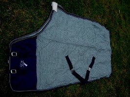 Horse Cotton Sheet Blanket Rug Summer Spring Navy Green 5308 - £31.63 GBP