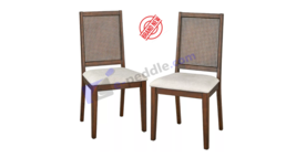 Set of 2 Westbury Cane Style Back Dining Chairs Walnut/Cream - Buylateral - £131.50 GBP