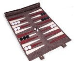 Bey Berk  Warren Grey Suede Roll-up Backgammon Travel Set G569G - $62.95