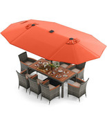 11 Pieces Patio Dining Set with 15 Feet Double-Sided Patio Umbrella Base... - $22,481.09 MXN