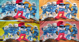 LOT 1 set 4 pcs panels 4 colors TheSmurfsFamily Friends Quilting Fabric - £23.65 GBP