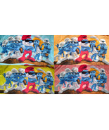 LOT 1 set 4 pcs panels 4 colors TheSmurfsFamily Friends Quilting Fabric - £23.23 GBP