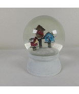 Snow Globe Bird Houses Holiday Winter Theme Collectible Display White Base - £7.95 GBP