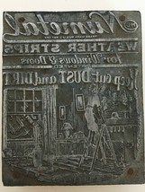 Antique Metal Printing Block Letterpress Numetal Weather Strips Advertisement - £27.51 GBP