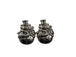 Vintage Silver Tone Snowman Christmas Tree Clip On Earrings 1.25&quot; - £9.30 GBP