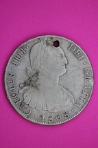 1808 Bolivia Spanish 8 Reales King Carolus IIII Silver Coin Pendant Holed 04 - £72.09 GBP