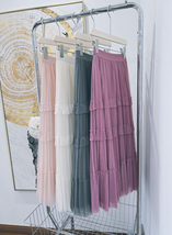 Pleated Tulle Skirt Black White Midi Length Custom Plus Size by Dressromantic image 10