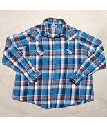 Wrangler Blue Pearl Snap Wrancher Western Double Pocket Flannel Shirt Wo... - $27.34 CAD