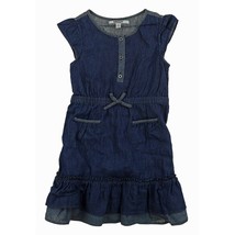 DKNY Girls Denim Dress or Romper (Dark Wash Ruffle Dress, 8) - $14.99