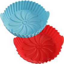 2 Pack Air Fryer Silicone Liners Pot for 3 to 5 QT, Air Fryer Silicone Blue-Red - £8.95 GBP