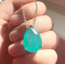 Paraiba Tourmaline Pendant Sterling Silver 925 Necklace Water Drop Pendant - £55.66 GBP