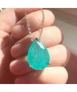 Paraiba Tourmaline Pendant Sterling Silver 925 Necklace Water Drop Pendant - $69.30