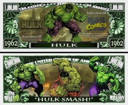 Incredible Hulk Marvel Comic 100 Pack Collectible Novelty 1 Million Dollar Bills - £19.73 GBP