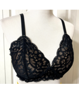 Aerie Push Up Padded Bra Sz 36D Black Lace Overlay Strappy Racerback Wir... - £13.33 GBP