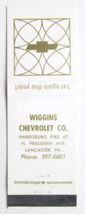 Wiggins Chevrolet Co. - Lancaster, Pennsylvania Dealer 20 Strike Matchbook Cover - £1.57 GBP