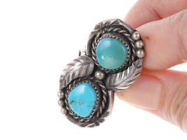 sz6.75 60&#39;s Navajo Sterling turquoise leaf ring - £75.17 GBP