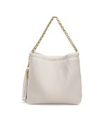 Isabella Recycled Vegan Leather Chain Shoulder Bag Coconut Cream Pleated - $1,732.08 MXN