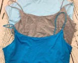 Womens Basic Solid Cami Spaghetti Double Layer Crop Tank Top 3pk XL - £22.41 GBP