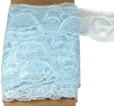 Lace Trim 11 Yards 2” Light Blue Floral Scalloped - 17B - £11.34 GBP