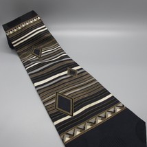 Palatina Men&#39;s Tie Stripe Geometric Abstract Deco Retro Black Brown Ital... - £11.37 GBP