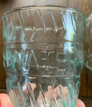 “Water” Glass Raised  Pale Green Pair Of Drinking Glasses 4.5” Tall EUC - £14.05 GBP