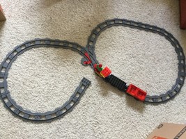 Lego DUPLO train straight Curved 27 Track Lot  plus train cars and condu... - $69.28