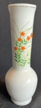 Vintage Porcelain Bud Vase Orange Rose with Leaves &amp; Gold Trim 6”x2” - £9.69 GBP