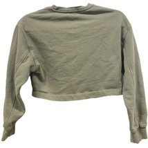 DYNAMITE Women&#39;s Green Cotton Crew Long Sleeve Sweat Shirt Crop Top Shirt XXS - £7.58 GBP