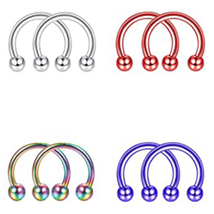 2PC Horseshoe Ball 16G/18G Surgical Steel Ear, Lip, Nose Septum Piercing - £3.91 GBP