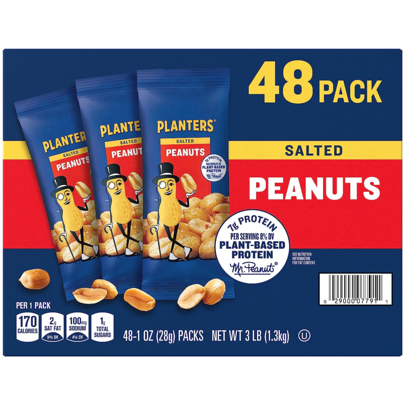 PLANTERS Salted Peanuts, 1 oz. Bags (48 Pack) - Snack Size Peanuts with Sea Salt - $12.45