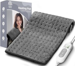 Heating Pad for Back Pain &amp; Cramp Relief 12&quot; x 24&quot; 3 Timer Settings Gray NEW - £26.39 GBP
