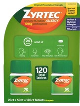 Zyrtec 24 Hr Allergy Relief, 120 Tablets Exp 08/2027+ - $649.76 MXN