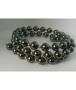 Hematite Bead Wrap Bracelet with Gold-tone spacers Heavy - $89.27 CAD