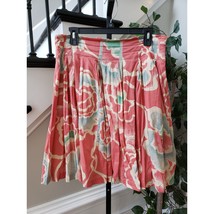 Persaman New York A-Line Skirt Women&#39;s 6 Pink Floral Lined Pleated Side Zip - $35.64