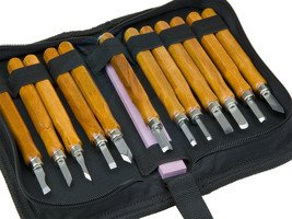 12pc Set Carbon Steel Cutting Blades Wood Carving Tools Storage Case - £18.82 GBP