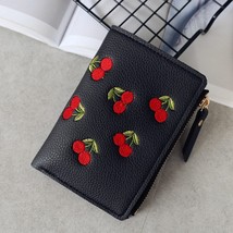 Fashion Women Girls Short Wallet Small PU Leather Cherry Embroidery Coin Purse C - £9.38 GBP